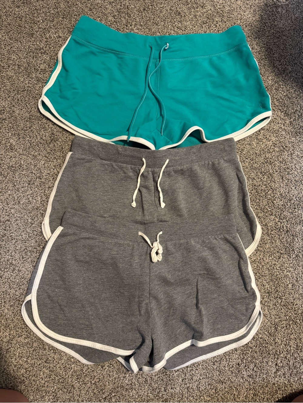Women’s Drawstring Retro Athletic Shorts in Teal and Gray